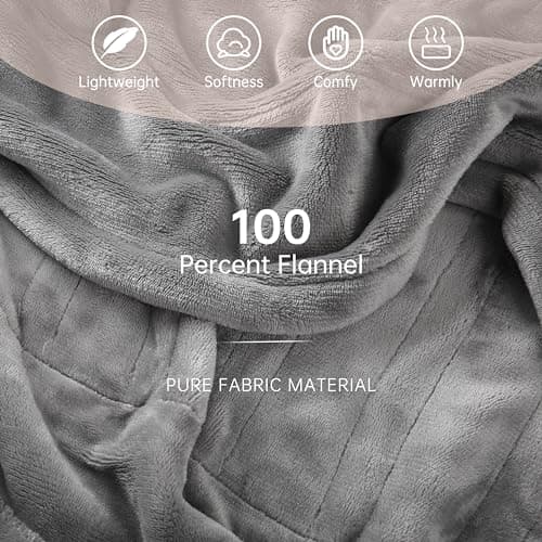 McJaw Electric Heated Blanket 62"x84" Twin Size, 4 Heating Levels and 10 Hours Auto Off, Lightweight and Breathable - Ivory Gray 6