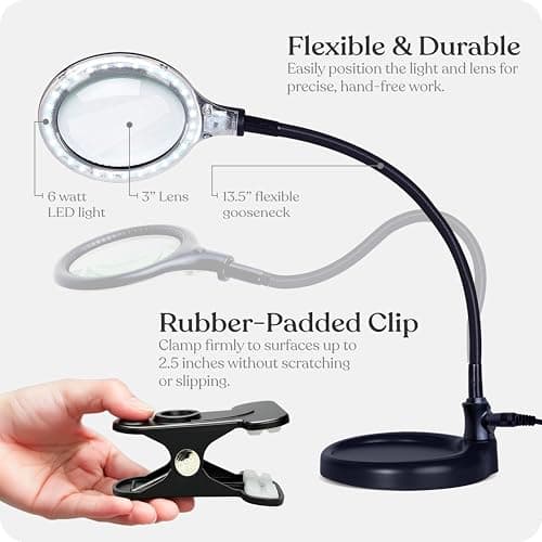 Brightech LightView Pro Flex 2 in 1 Magnifying Desk Lamp, 2.25x Light Magnifier, Adjustable Gooseneck Magnifying Glass with Light for Crafts, Reading, Close Work 5