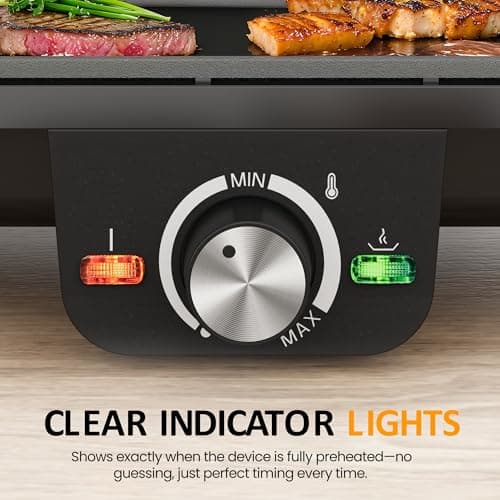 Sunvivi Large Electric Griddle 38'' x 9'', 1600W Indoor Grill with 2 Adjustable Temp Knobs, Even Heating, Nonstick Plate, Foldable Electric Grill Pan Indoor with Drip Tray, Easy to Clean 5