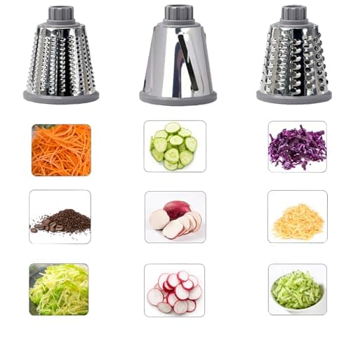 Dachenus Cheese Grater Rotary Cheese Grater,Versatile Cheese Shredder,Blades for Shredding, Grating, Slicing,Cheese Shredder with Suction Base and Cleaning Brush Kitchen Gift (gray) 6