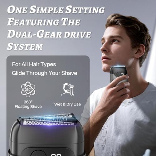MALEGEBAZ Electric Foil Shaver for Men :3D Floating Blades, LED Display, USB-C Fast Charge, IPX8 Waterproof - Perfect for Travel & Smooth Shaving at Home Misty Gray 7