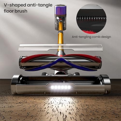 Cordless Vacuum Cleaner, 45Kpa 550W Powerful Vacuum Cleaners for Home , 60 Mins Stick Vacuum with Touch Screen, Anti-Tangle Roller Brush, Lightweight Vacuum Cordless for Pet Hair, Carpets, Hard Floors 5