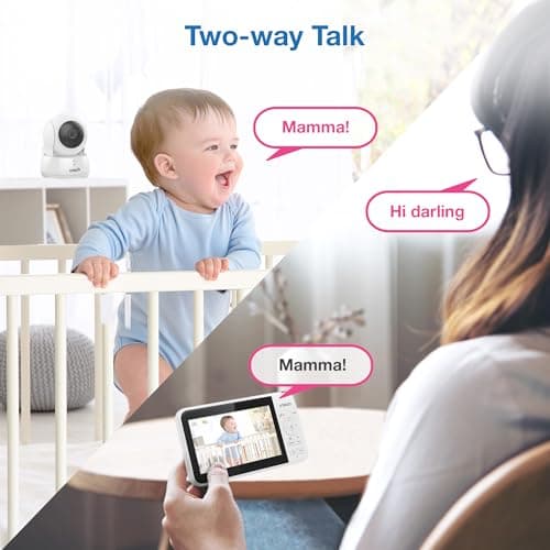 VTech VM924-2 Remote Pan-Tilt-Zoom Baby Monitor with 2 Cameras & Audio,5" LCD Screen,Up to 17Hrs Video Streaming&31Hrs Battery for Audio,Night Vision,1000ft Range,Soothing Sounds,Temperature Sensor 8