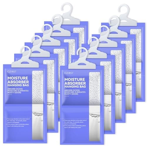 CLEVAST Moisture Absorbers Packets 10 Pack, Dehumidifier Bags for Closet, Unscented Hanging Humidity Absorber in Wardrobes, Bedrooms, Bathrooms(Net Wt. 230g/Pack)
