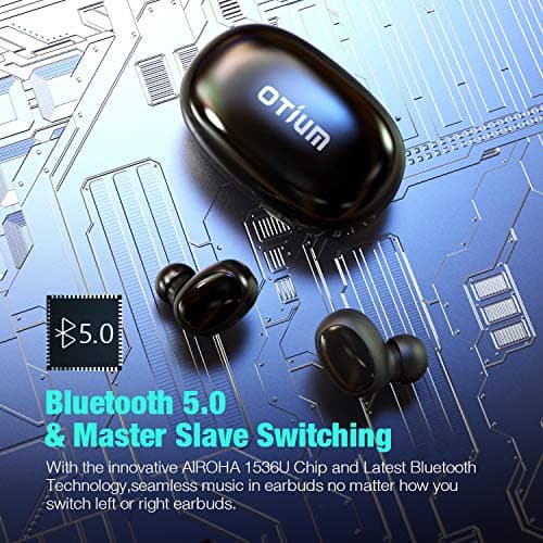 Otium Wireless Earbuds Bluetooth 5.0 Headphones Deep Bass 3D Stero Sound Mini Headsets 40H Total Playtime with Charging Case IPX7 Waterproof Built-in Mic Earphones for Work, Sports, Driving 3