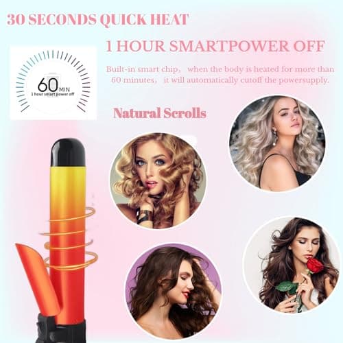 Dopheuor 2024 Newest Rotating Curling Iron 28mm/1.1 inch Professional Automatic Wave Hair Curling Wand Fast Heating Hair Curlers for Long/Middle/Short All Hair, Pink 5