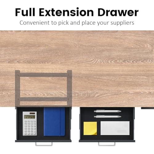UNITEDPOWER Under Desk Drawer Storage, Pull-Out Office Hidden Counter Drawer, Metal Sliding Organizer Mount Below Table for Standing Electric Adjustable Height Desk, Black 5