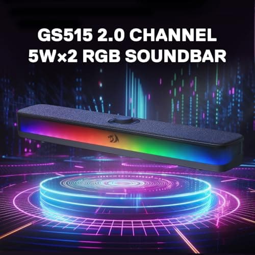 Redragon GS515 RGB Desktop Soundbar, 2.0 Channel Stereo Computer Speakers for Desktop with BT 5.3, USB-C/USB Powered, Black 7