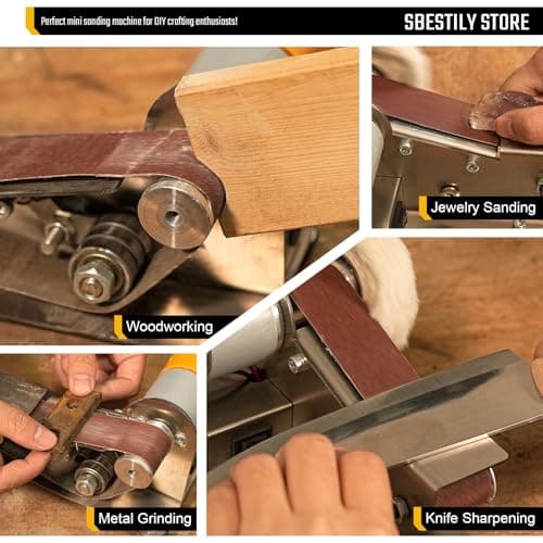 Multifunctional Electric Knife and Tool Sharpener, 7 Adjustable Speed Knife Making Belt Grinder Knife Sharpening System - For Hunting, Serrated & Kitchen Knives, Wood, Plastic, Crafts 6
