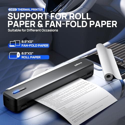 POLONO Portable Printer Wireless for Travel, D810 Bluetooth Thermal Printer Support for 8.5"x11" US Letter, Inkless Printer Compatible with iOS, Android, Laptop for Office, Car and Home, Black 4