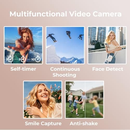Camcorder Video Camera 2.7K 48MP - Vlogging Camera for YouTube with Fill Light, 18X Digital Zoom, 3" 270° Flip Screen, Webcam, Anti-Shake - Digital Cameras with 32GB Card & Battery for Beginners 6