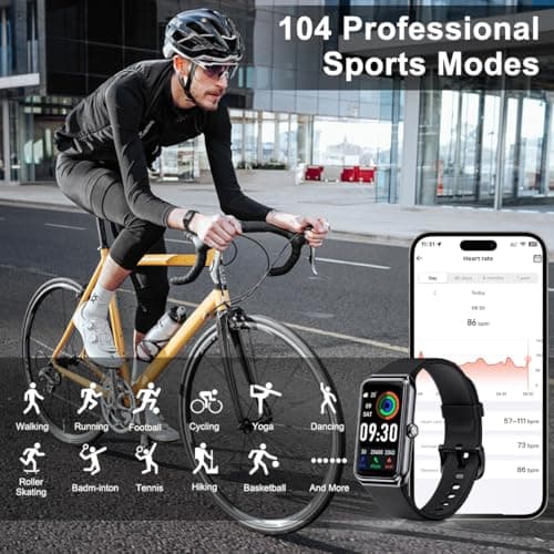 Fitness Tracker- Smart Watch with 1.47" Health Activity Trackers 24/7 Heart Rate,Stress Management, Monitor Blood Oxygen, Sleep Tracking Fitness Watch for Android iPhone Women Men (Black) 5