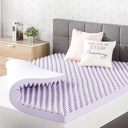Best Price Mattress 3 Inch Egg Crate Memory Foam Mattress Topper with Soothing Lavender Infusion, CertiPUR-US Certified, Dorm Essentials, Queen