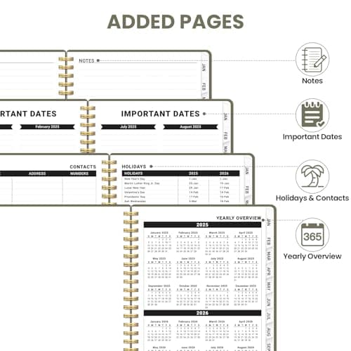 2025 Planner - Weekly and Monthly Planner, January 2025 to December 2025, Spiral Bound 2025 Calendar Planner Book, Inner Pocket, Perfect for Office Home School Supplies - A5 (6.3" x 8.5"), Green 5