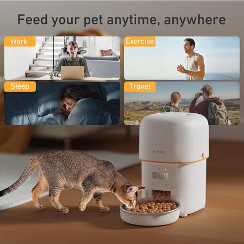 Yuposl Automatic Cat Feeders - 2L Cat Food Dispenser Easy to Use, Timed Automatic Pet Feeder with Over 180-day Battery Life, 1-6 Meals Dry Food Programmable Portion Control Also for Dogs 9