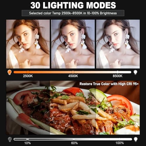 30W Upgraded Photography Lighting Kit, Anautin 1-Pack LED Video Lighting for Video Recording, 3700Lux Studio Lights with Tripod Stand for Photography, Streaming, Gaming, Podcast, Filming, Vlogging 3