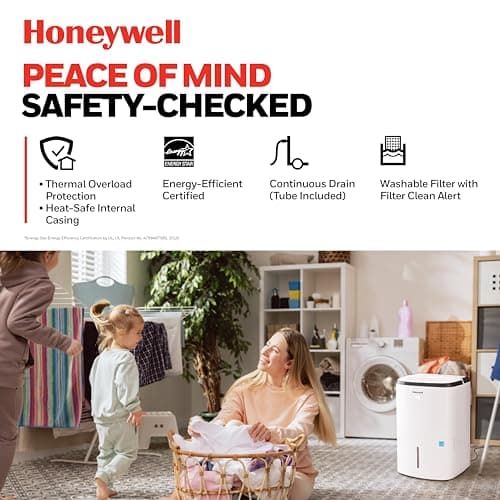 Honeywell 3000 Sq. Ft. Energy Star Smart Dehumidifier for Home Basements & Large Rooms, with WiFi, Alexa Voice Control and Anti-Spill Design - TP50AWKNR 5