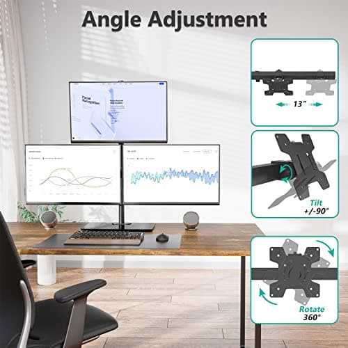 WALI Triple Monitor Stand, Height Adjustable Free-Standing Monitor Desk Mount, fits 3 Computer Screens up to 27 Inch, Holds up to 22lbs per Arm (GMF003) 6