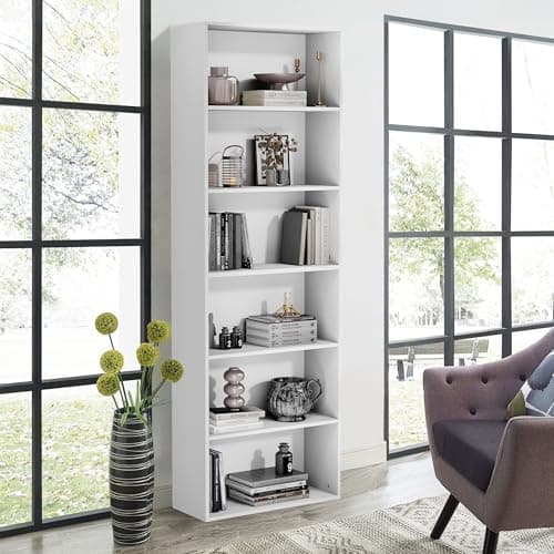 GRUSIGN 71" Tall 6-Tier Bookshelf, Large Open Display Bookcase with Ample Storage, Floor Standing Book Shelf for Living Room, Home Office, Bed Room, White