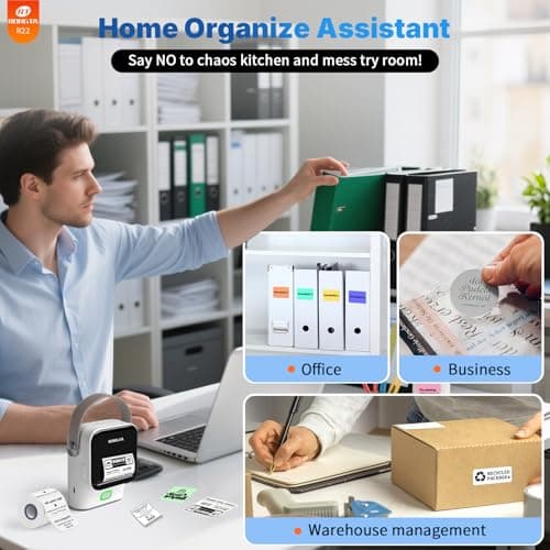 Rongta Bluetooth Label Maker Machine with Tape, Thermal Label Printer for Office, Small Business Essentials, Home Organization, Portable Inkless Sticker Label Maker with 2x1.18 inch Labels 5
