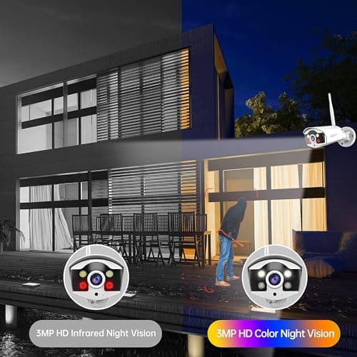 JOOAN 3MP Wireless Security Camera System Outdoor [H.265+ System & 2 Way Audio] 10CH NVR&4 WiFi Cameras for Home Surveillance IP67 Weatherproof Color Night Vision Motion/Human Detection&Alert 9