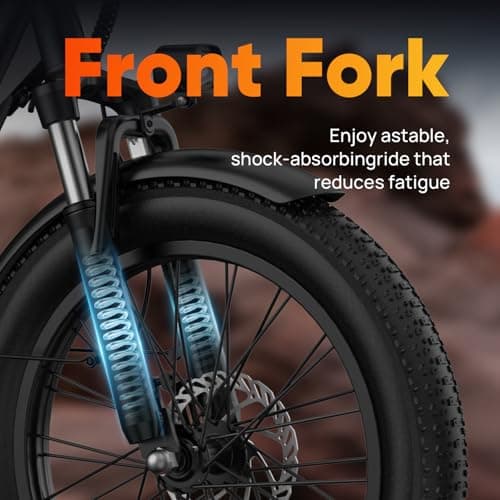 URLIFE 20"*3.0 Fat Tire Electric Bike for Adults, 28MPH 48V, 80-Mile, 7-Speed & Suspension, Adjustable Seat for Adults and Teens, UL 2849 (Black) 5