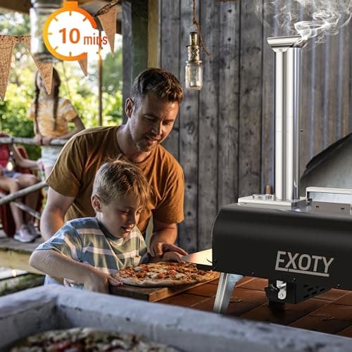 new outdoor Pizza oven 12 "wood pellet burning outdoor pizza oven, portable pizza oven with pizza stone and increased thermometer, high temperature glass window and rotary switch 6