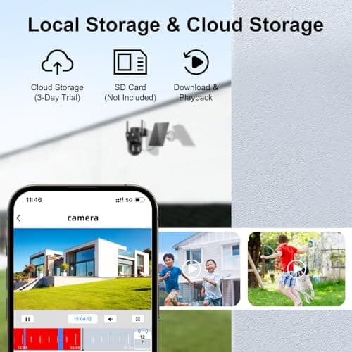 Popugrut 4K Solar Security Cameras Wireless Outdoor, 2.4G/5Ghz WiFi Cameras for Home Security, Dual Lens Solar Camera with Auto Tracking, Human Detection, Color Night Vision, Spotlight Siren,Alexa 6