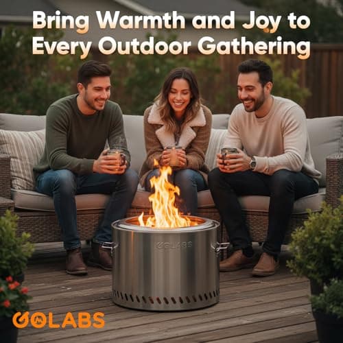 Golabs Smokeless Fire Pit 19.5", Portable with Handle, Stainless Steel Outdoor Firepit with Removable Ash Pan & Fire Poker, Easy to Clean, Efficient Heating & Less Ash, Perfect for Backyard & Camping 9