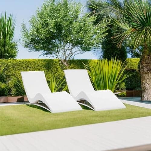 Aqua Outdoors Pool Chaise Lounge Chairs for Ledge & Shelf, Water-Weighted Pool Lounger for Depths Up to 9”, No Screw Plugs & Tools Needed, Classic White Ledge Lounger, Set of 2 6