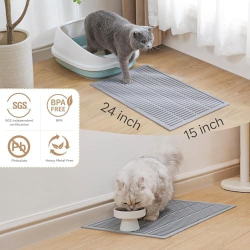 PetNova Silicone Cat Litter Mat with Deep Grooves - Waterproof & Easy-Rinse Design Traps Litter to Keep Floors Clean and Save You Cleaning Time 9