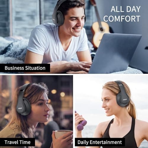 Uliptz Wireless Bluetooth Headphones, 65H Playtime, 6 EQ Sound Modes, HiFi Stereo Over Ear Headphones with Microphone, Foldable Lightweight Bluetooth 6.0 Headset for Travel/Office/Cellphone/PC 8
