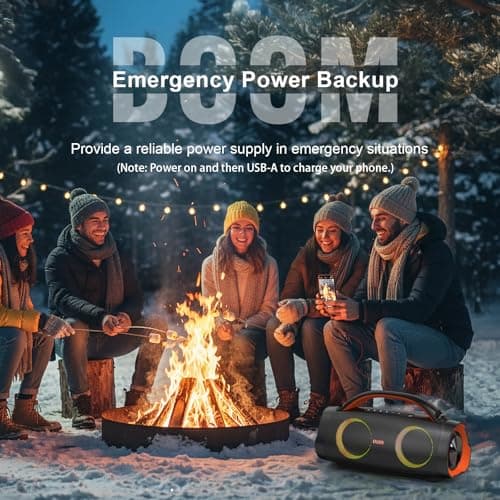 DOSS Extreme Boom Pro Bluetooth Speaker with 100W Stereo Sound, Rich Bass, IPX6 Waterproof, 20H Playtime, Power Bank, Mixed Color Light, Portable for Outdoor, Camping, Beach - Orange 5