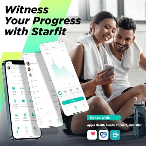 RunStar Smart Scale for Body Weight and Fat Percentage, High Accuracy Digital Bathroom Scale with Large Display for BMI Heart Rate 22 Body Composition Analyzer Sync with Fitness App 400lb 5