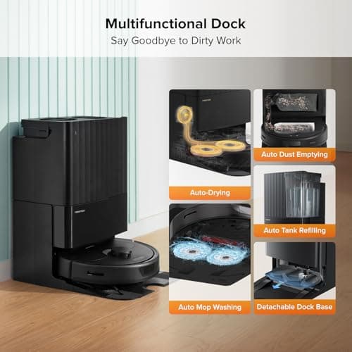 Roborock Qrevo 2R3W Robot Vacuum and Mop, Auto-Drying, Auto Mop Washing, Dual Spinning Mops, Auto Mop Lifting, Self-Refilling, Self-Emptying, Reactive Tech Obstacle Avoidance, 5500Pa Suction, Black 7