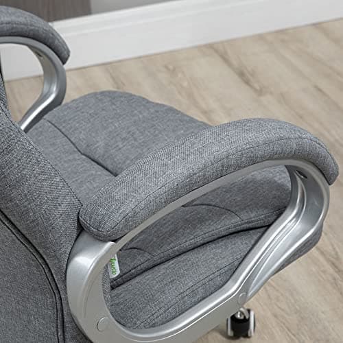 Vinsetto High Back Home Office Chair Executive Computer Chair with Adjustable Height, Upholstered Thick Padding Headrest and Armrest - Grey 8