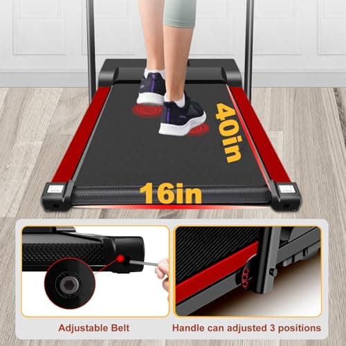 Walking Pad Treadmill, 3.0HP Walking Pad with Handle Bar, Foldable Treadmills for Home Office, Running Machine with LED Display & Remote Control, 20" Widened Running Belt, 300 Lbs Capacity 6