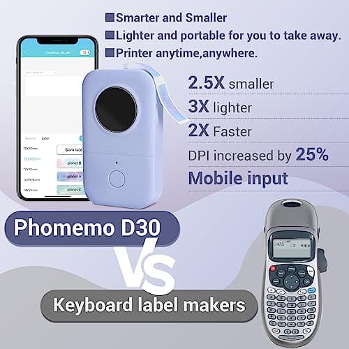 Phomemo D30 Label Maker, Bluetooth Thermal Mini Label Printer - Portable Label Maker Machine with Tape,Labeler Compatible with iOS&Android, Easy to Use for Home Office Organization,Purple 7