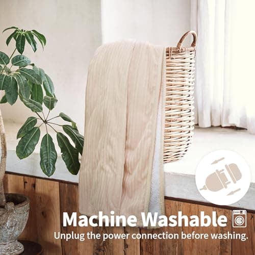 Texciting Heated Blanket Electric Throw 50”X60”-Heating Blanket with 5 Heat Settings-3 Hours Auto Off,ETL Certified,Machine Washable (Beige) 6