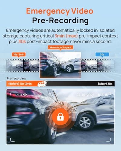 70mai 4K Dash Cam Front and Rear, Built in Wi-Fi 6 & GPS Car Camera, Super Night Vision, ADAS, 3'' IPS Screen, 24H Parking Mode, Time-Lapse, Loop Recording, with 128GB Card (A800SE) 6