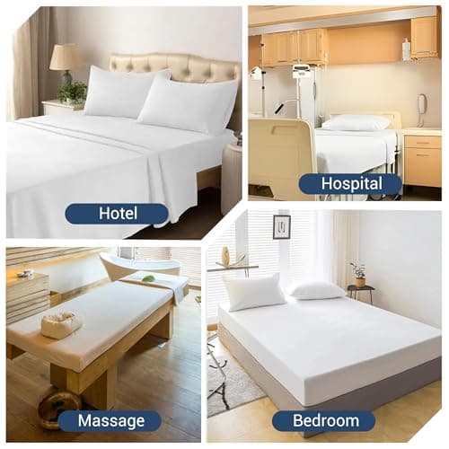 White Bulk Twin Fitted Sheet Only Deep Pocket 6 Pack, Quick Sort Bottom Bed Sheets Color-Coded Label Threads, Soft Brushed Microfiber Hotel Motel Airb&bs Essentials for Hosts, 39"x75" 8