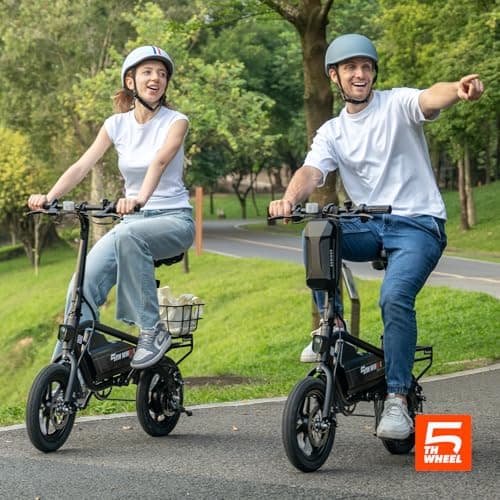5TH WHEEL Penguin Electric Bike, Mini 14" E-Bikes with Foldable Handlebar and Adjustable Seat, Peak 700W Motor & 20 MPH, 40 Miles PAS Range Commuting Bikes with Dual 160MM Disc Brakes and Cargo Rack 9