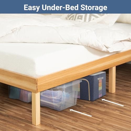 Naomi Home Lucia 14 Inch Solid Wood Platform Bed Queen Bed Frame, Pine Wood Queen Platform Bed Frame, No Squeak Bed Frame, Bed Frame Queen Size, No Box Spring Needed, Sturdy Bed Frame - Natural 7