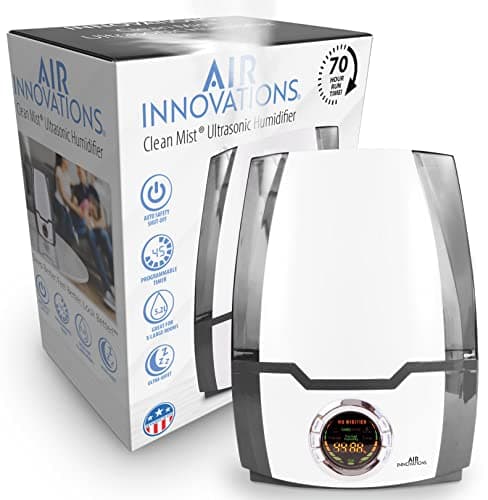 Air Innovations Humidifiers for Bedroom Huge 6.2L Tank Runs for 70 Hours for Large Room up to 400 Sq Ft Cool Mist Humidifier 360 Degree Rotating Nozzle Ideal for Baby Room and Plants MH-505A Gray