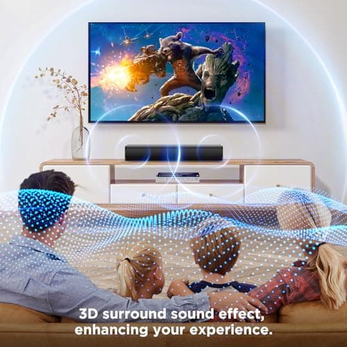 MZEIBO TV Sound Bar, Sound Bars for Smart TV Bluetooth 5.0 Soundbar 50W 17Inch Soundbars with ARC/Optical/AUX Connection Surround for Home Theater Audio TV/PC/Gaming/Projectors 7