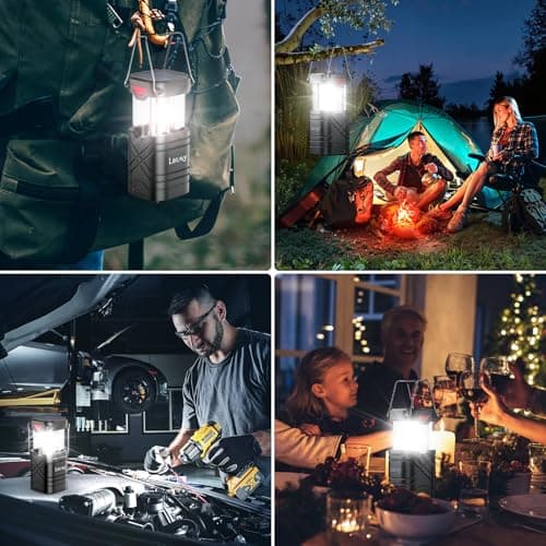 LETMY 4 Pack Camping Lantern, Rechargeable LED Lanterns, Solar Lantern Battery Powered Hurricane Lanterns Flashlight with 3 Powered Ways & USB Cable for Emergency, Power Outage, Hurricane Supplies 6