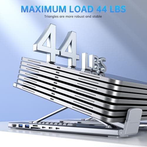 Umaniy Laptop Docking Station Stand, 8 in 1 USB C Hub HDMI Portable Laptop Stand with USB Ports, USB C Multiport Adapter USBC Dock Station Computer Holder for MacBook Pro/Air, Dell, HP, Lenovo, ASUS 5