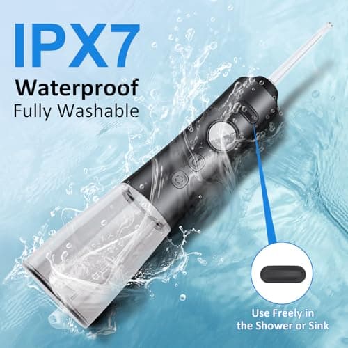 Water Dental Flosser for Teeth – 300ML Cordless Oral Irrigator with 6 Replaceable Jet Tips, 3 Modes, Portable Rechargeable Electric Flosser for Braces & Sensitive Gums, IPX7 Waterproof for Home&Travel 6