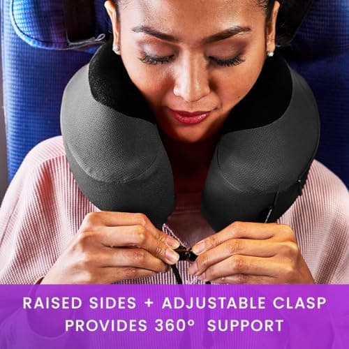 Cabeau Airplane Travel Pillow for Long Flights - Evolution S3 - Supportive Memory Foam with Seat Straps to Secure Your Head and Neck and Provides 360° Support (Steel Grey) 5