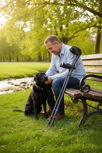 in-Motion Forearm Crutches | Spring Assist Crutches for Adults | Walking Crutch with Ergonomic Handle | Articulating Tips | Size Short (4'2" - 5'5") | Lightweight & Durable | Charcoal | 350lb Capacity 6